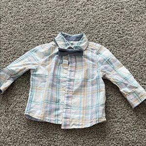 OshKosh B'gosh Pastel Plaid Button Down Shirt with Bow Tie